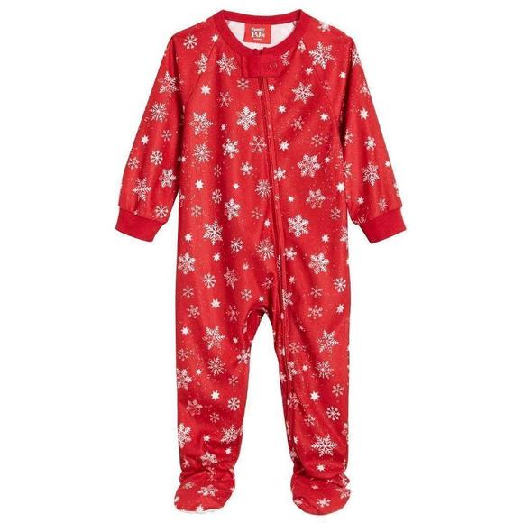Family Pajamas Unisex Baby Matching Merry Snowflake Footie One-Piece,6-9 Months - Picture 1 of 1